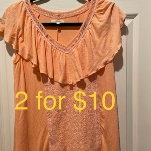 Maurices Medium lace top. Light peach in color